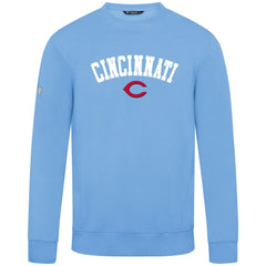 Light Blue Cincinnati Reds Levelwear Zane Felt Arch Pullover Sweatshirt