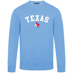 Light Blue Texas Rangers Levelwear Zane Felt Arch Pullover Sweatshirt