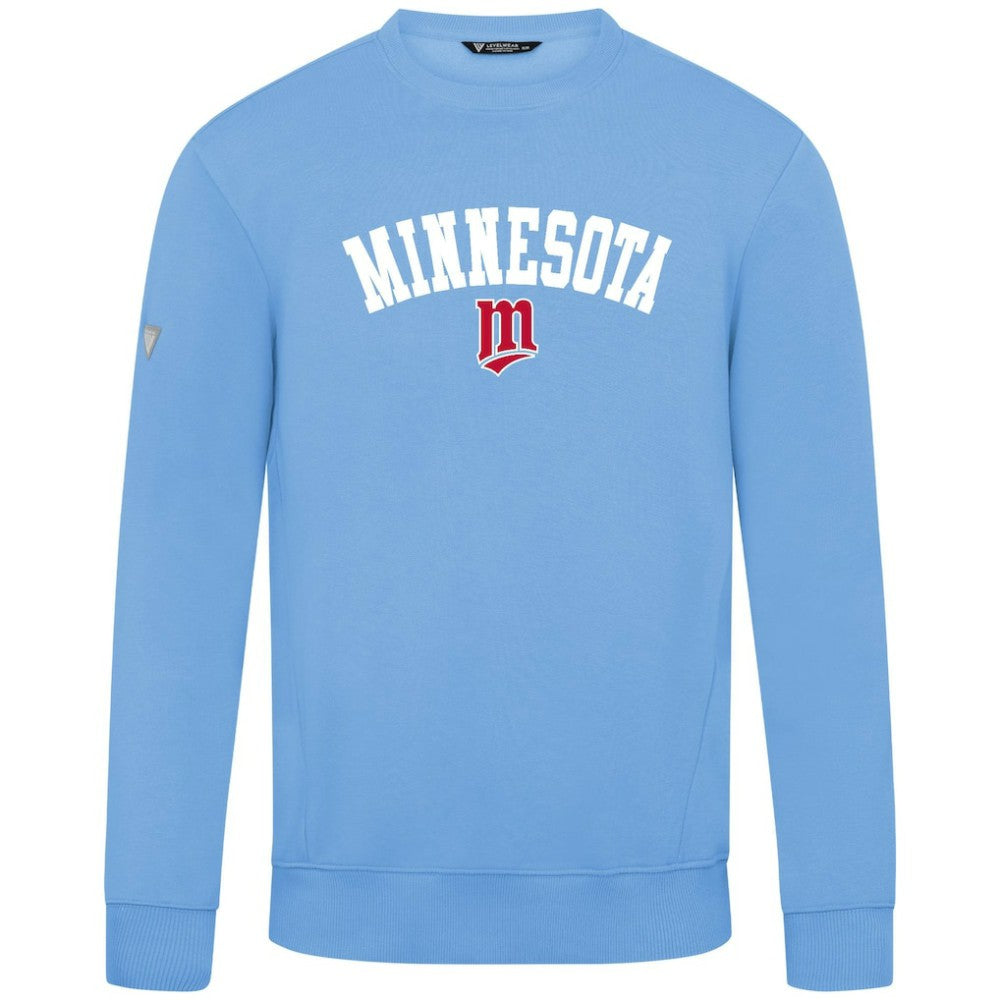 Light Blue Minnesota Twins Levelwear Zane Felt Arch Pullover Sweatshirt