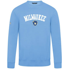 Light Blue Milwaukee Brewers Levelwear Zane Felt Arch Pullover Sweatshirt