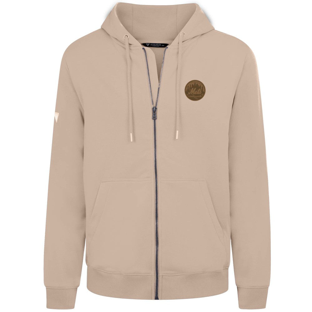 Khaki New York Mets Levelwear Podium Full-Zip Hoodie