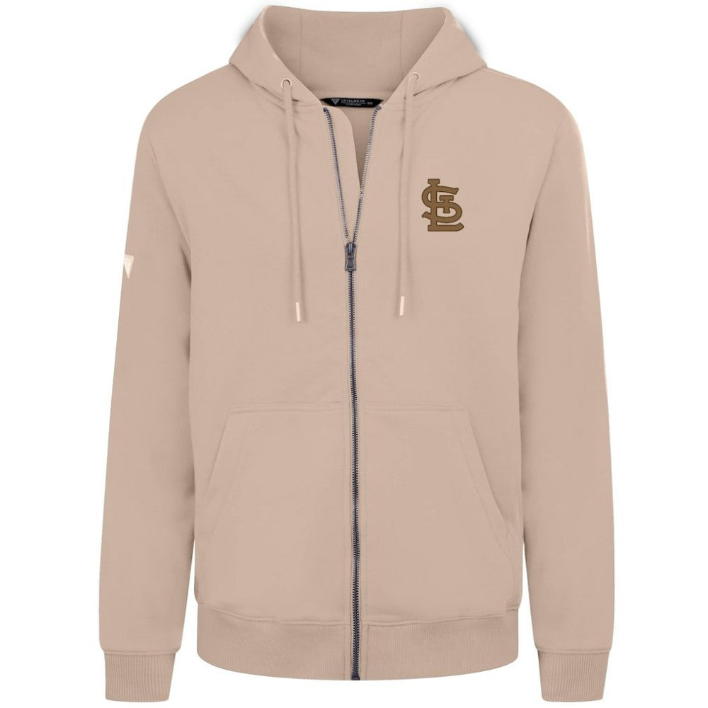 Khaki St. Louis Cardinals Levelwear Podium Full-Zip Hoodie