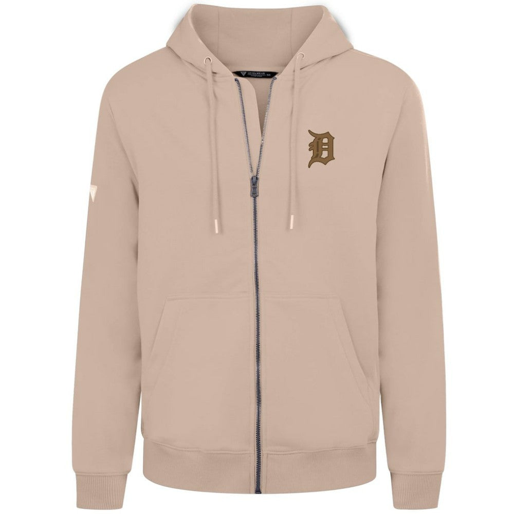 Khaki Detroit Tigers Levelwear Podium Full-Zip Hoodie