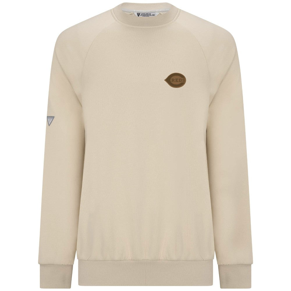 Khaki Cincinnati Reds Levelwear Connect Logo Sweatshirt