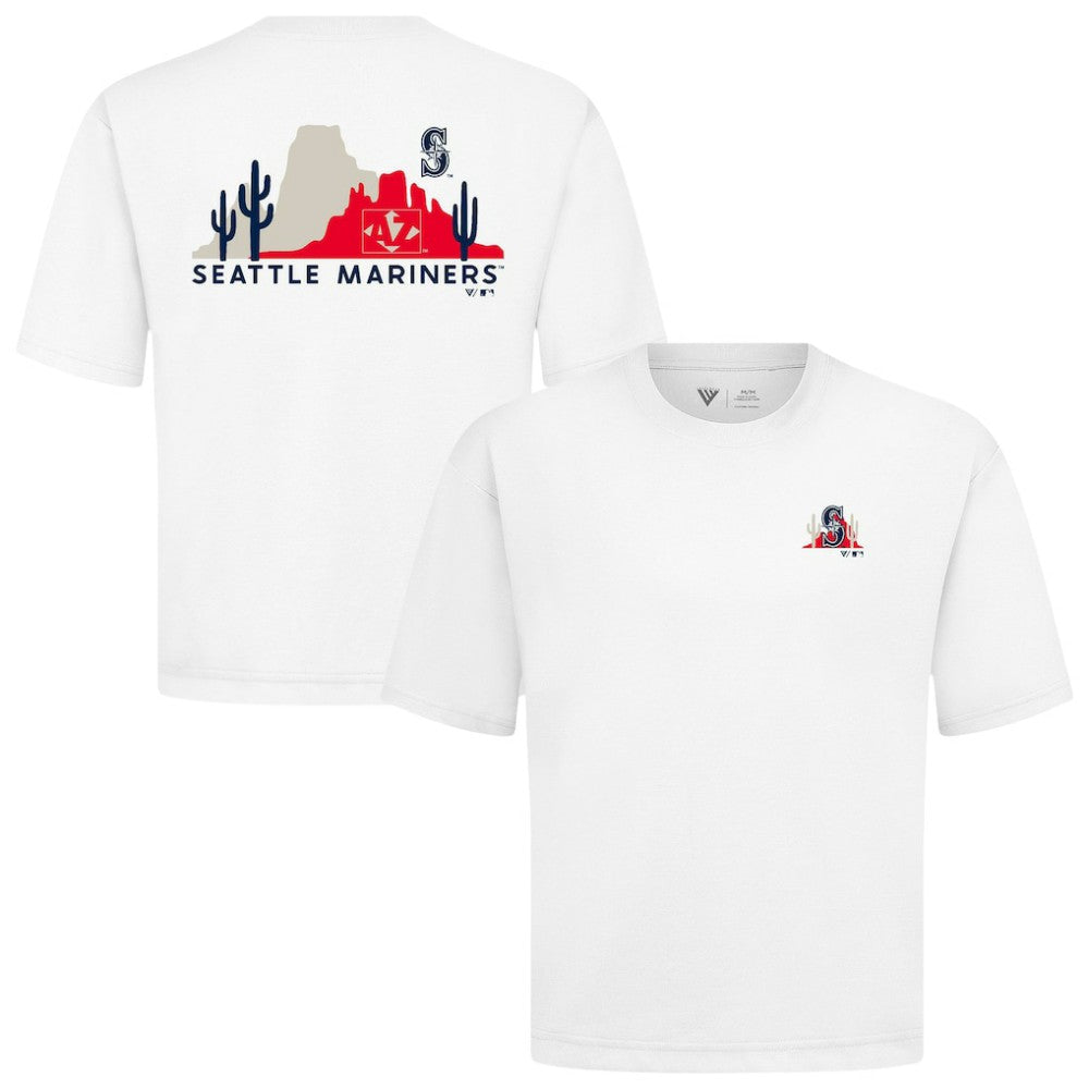 White Seattle Mariners Levelwear Panoramic Luxe Signature Knit T-Shirt