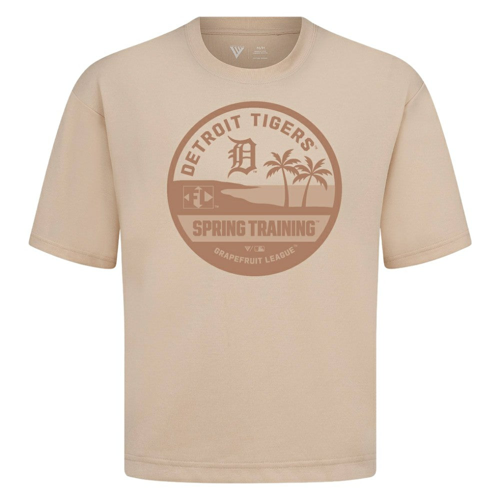 Khaki Detroit Tigers Levelwear Spring Training Badge Luxe Signature Knit T-Shirt