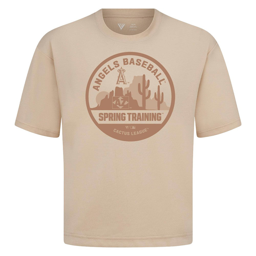 Khaki Los Angeles Angels Levelwear Spring Training Badge Luxe Signature Knit T-Shirt