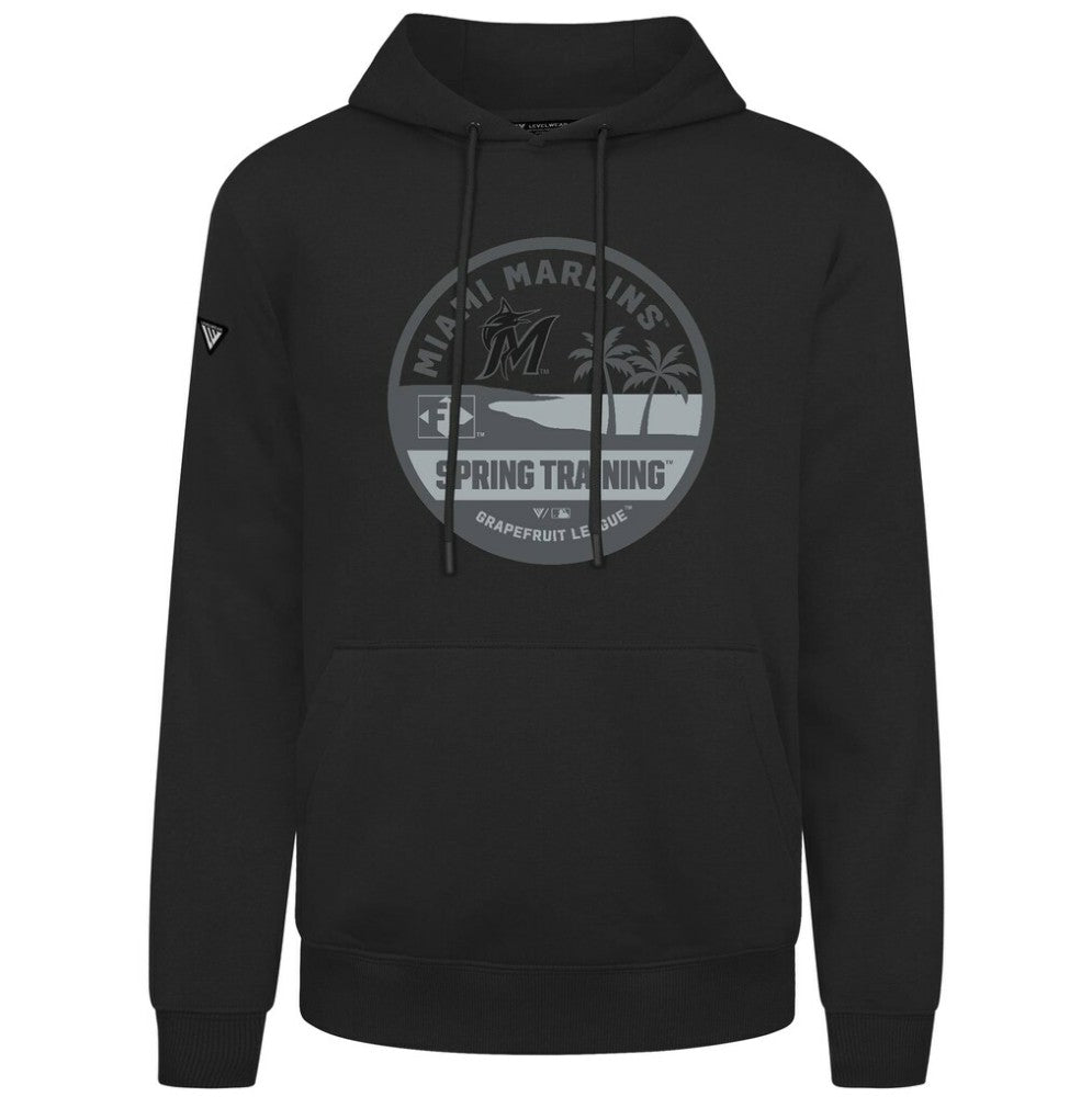 Black Miami Marlins Levelwear Spring Badge Podium Hoodie