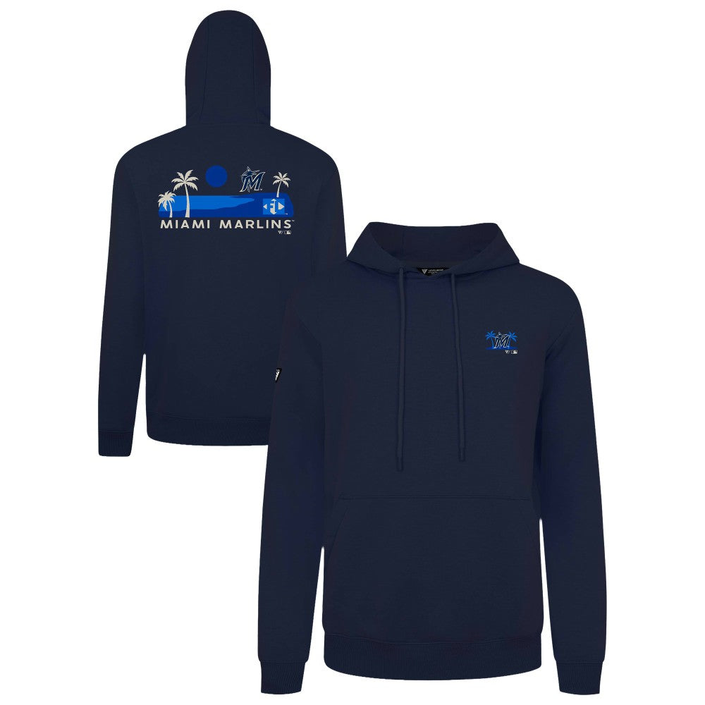 Navy Miami Marlins Levelwear Panoramic Podium Hoodie