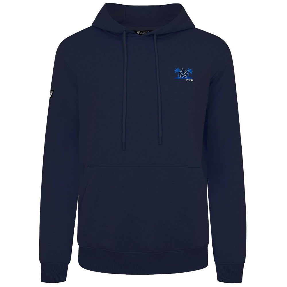 Navy Miami Marlins Levelwear Panoramic Podium Hoodie