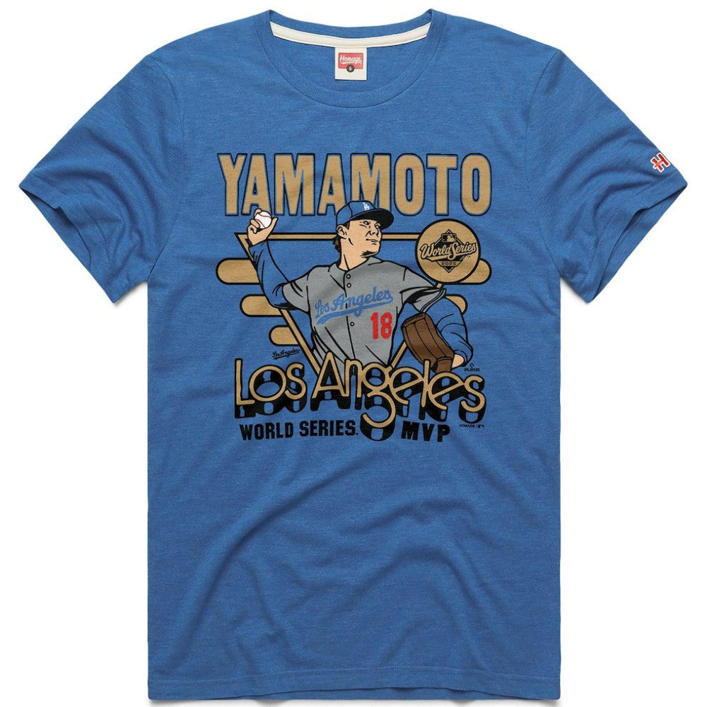 Royal Yoshinobu Yamamoto Los Angeles Dodgers Homage Unisex 2026 Gold Collection World Series MVP Tri-Blend T-Shirt