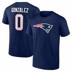 Christian Gonzalez  Icon Name & Number T-Shirt - New England Patriots T-shirts