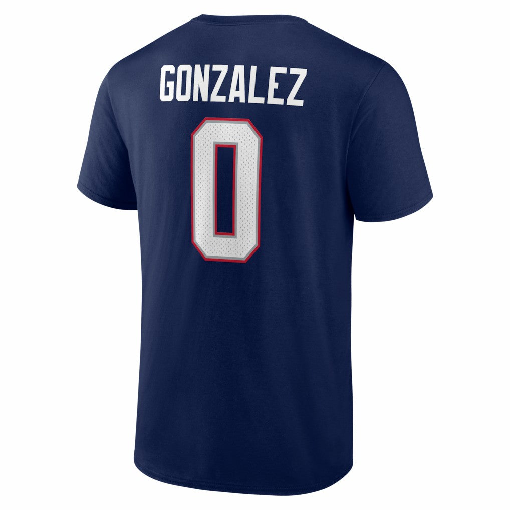 Christian Gonzalez  Icon Name & Number T-Shirt - New England Patriots T-shirts