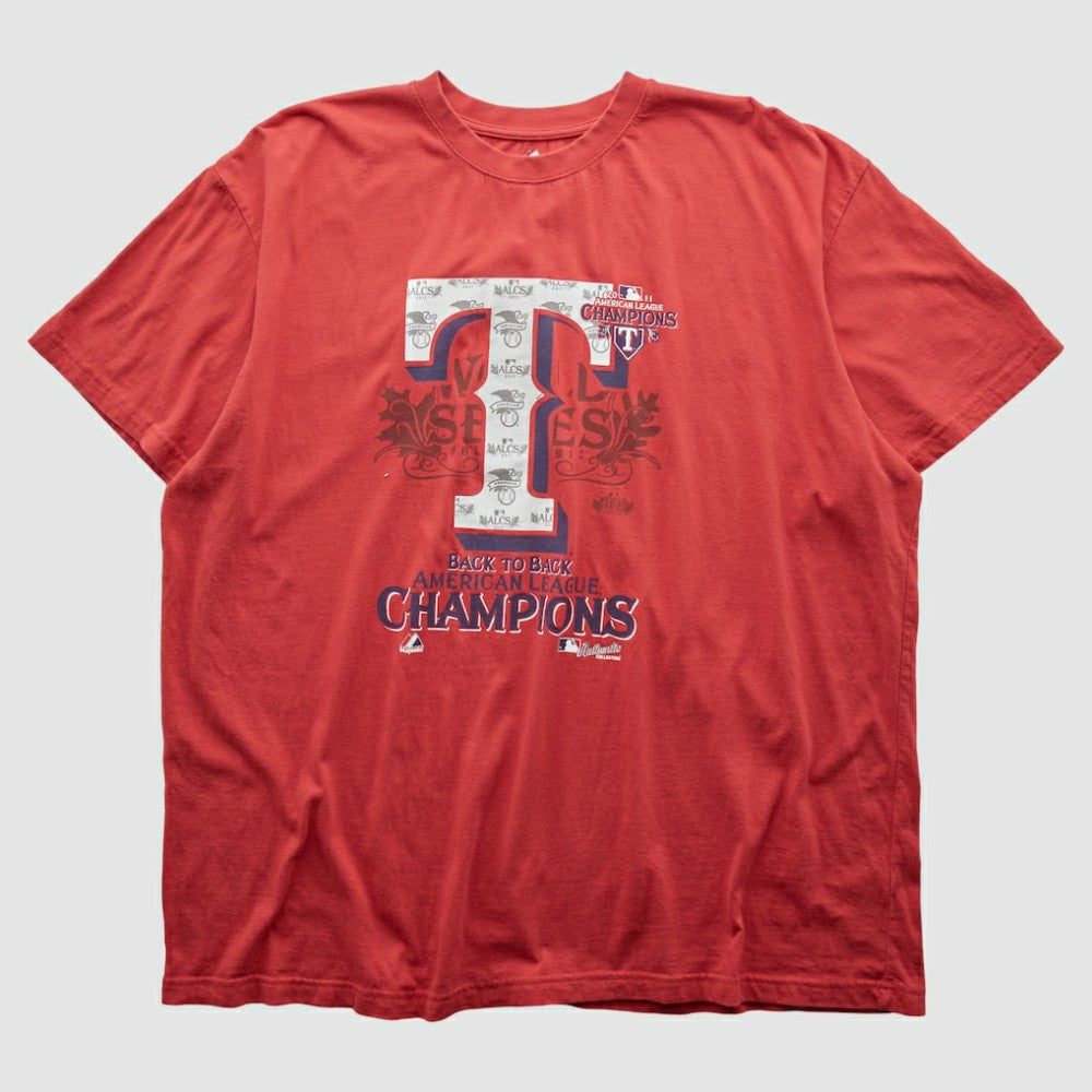 Red Texas Rangers Majestic 2011 T-shirt