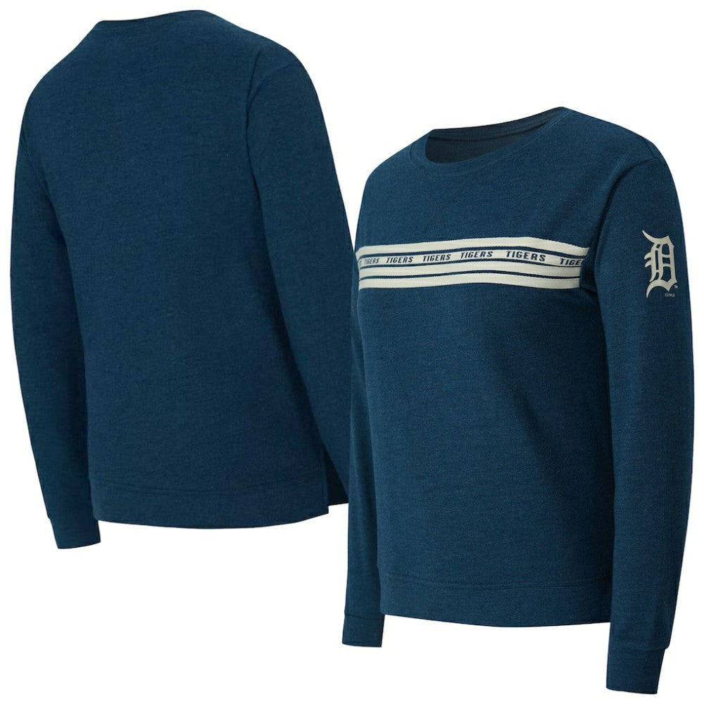 Navy Detroit Tigers Concepts Sport Women's Birch French Terry Long Sleeve T-Shirt