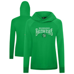 Green Milwaukee Brewers Levelwear Women's St. Patrick's Day Slender Raglan Hoodie