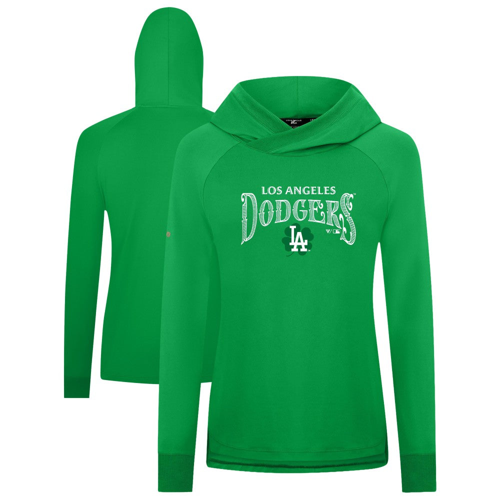 Green Los Angeles Dodgers Levelwear Women's St. Patrick's Day Slender Raglan Hoodie