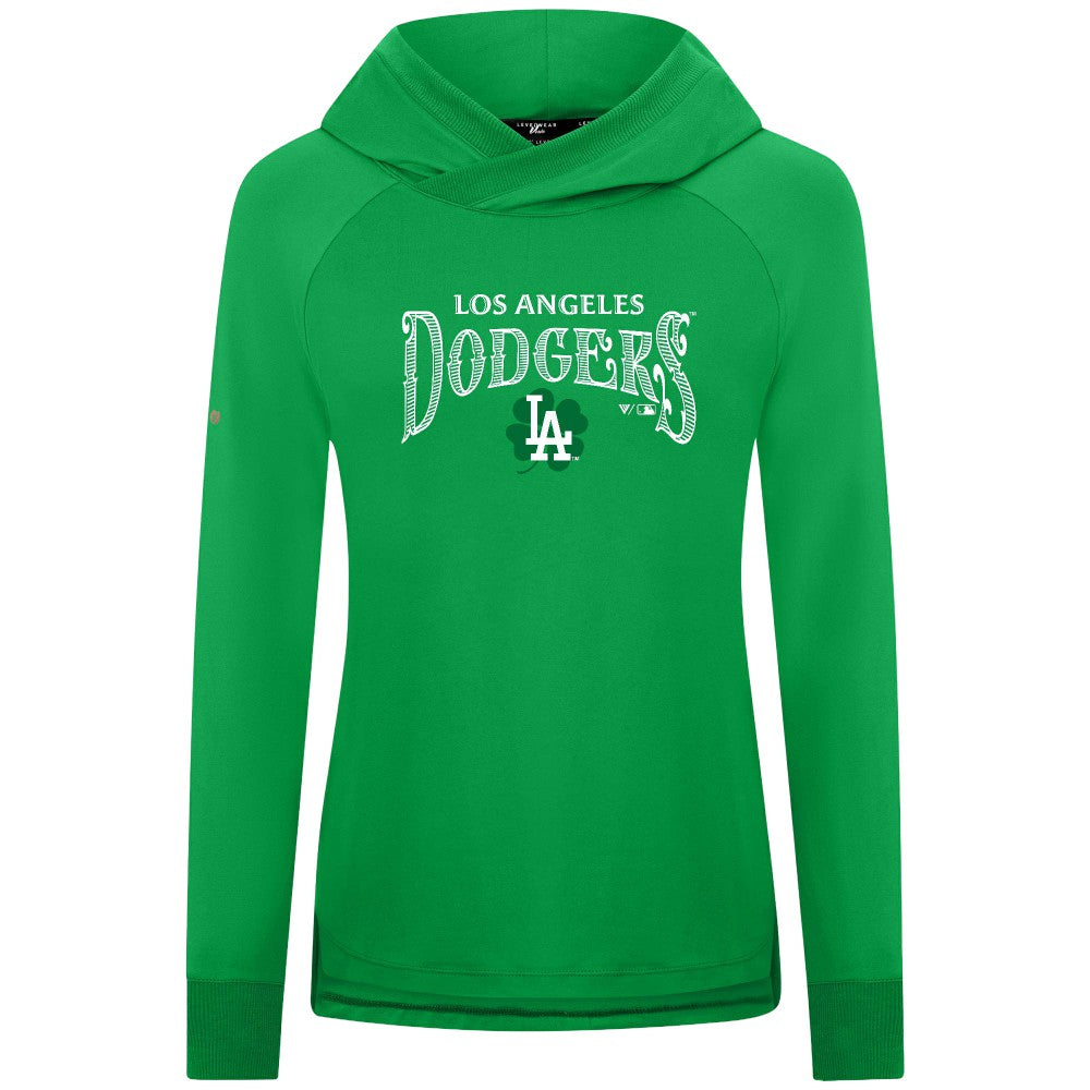 Green Los Angeles Dodgers Levelwear Women's St. Patrick's Day Slender Raglan Hoodie