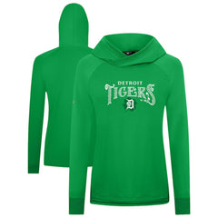 Green Detroit Tigers Levelwear Women's St. Patrick's Day Slender Raglan Hoodie