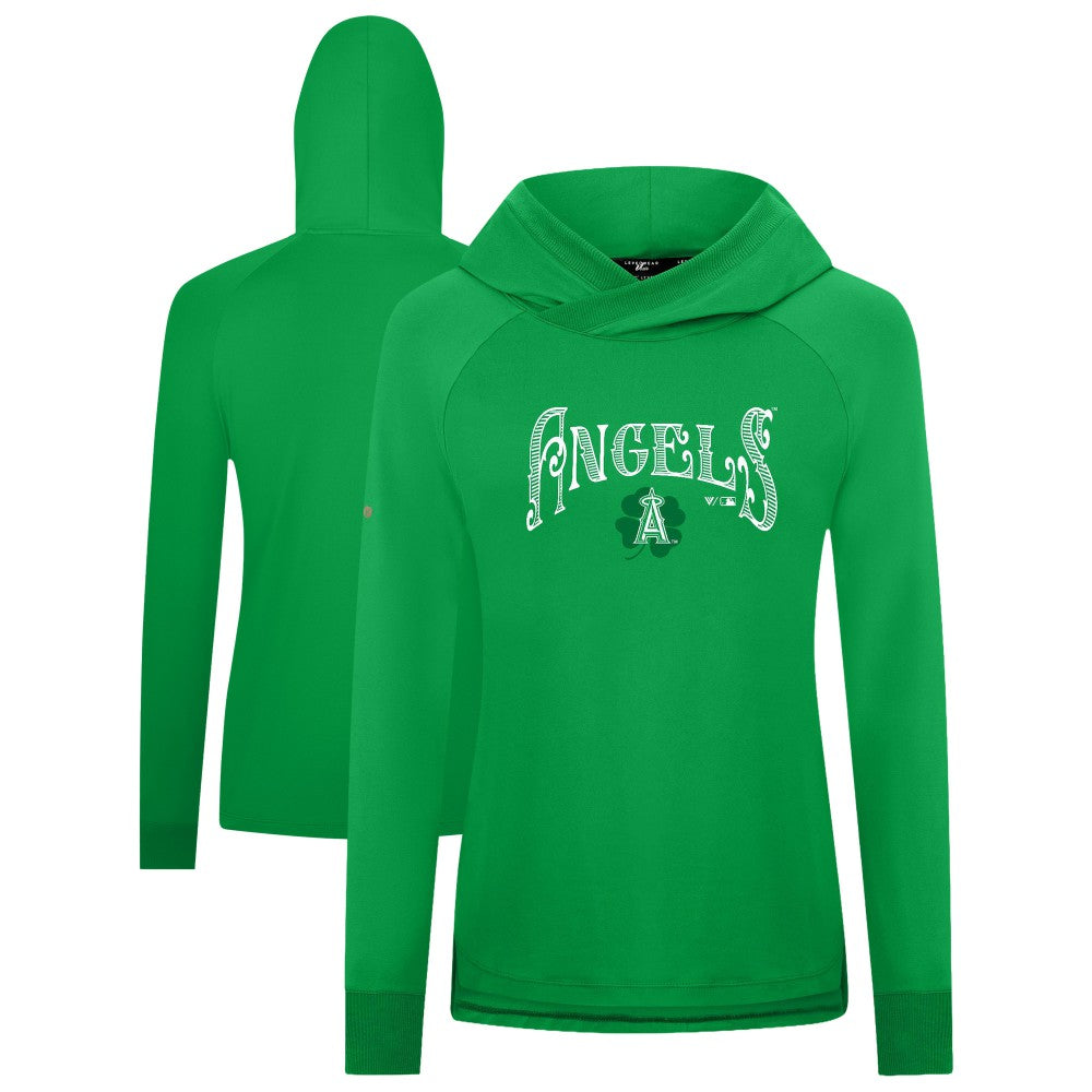Green Los Angeles Angels Levelwear Women's St. Patrick's Day Slender Raglan Hoodie