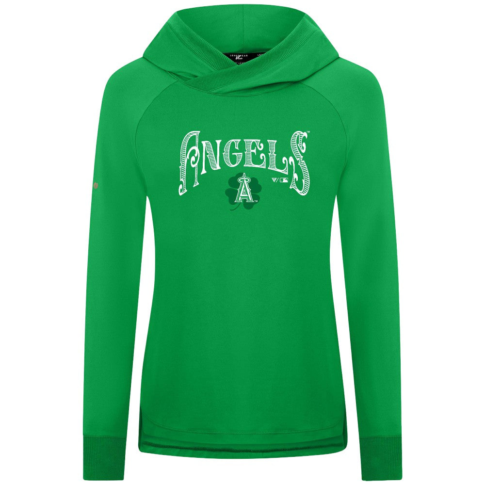 Green Los Angeles Angels Levelwear Women's St. Patrick's Day Slender Raglan Hoodie