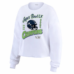 WEAR by Erin Andrews Women's Super Bowl LX s Cropped Long Sleeve T-Shirt - Seattle Seahawks T-shirts
