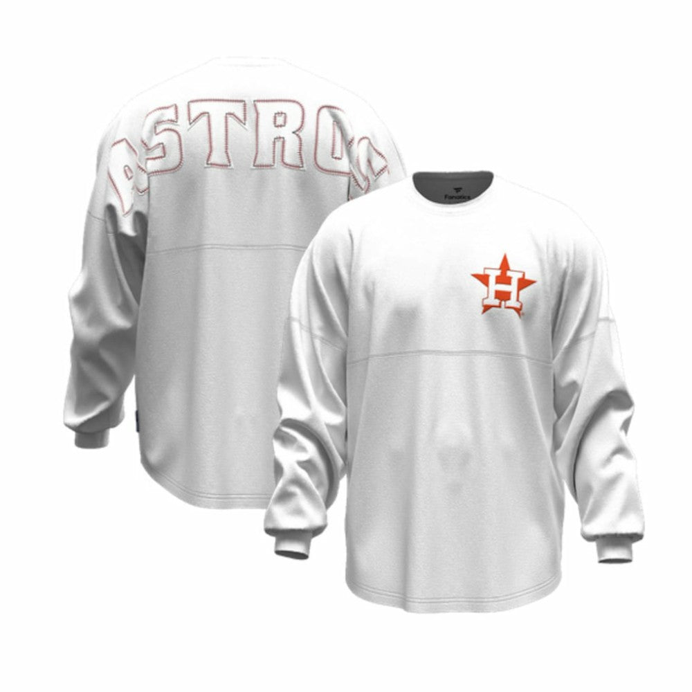 White Houston Astros Fanatics Women's Baseball Stitch Spirit Jersey Long Sleeve T-Shirt