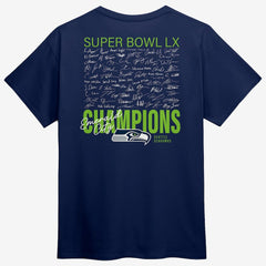 Super Bowl LX Champions Big & Tall Autograph Signing Roster T-Shirt - Seattle Seahawks T-shirts