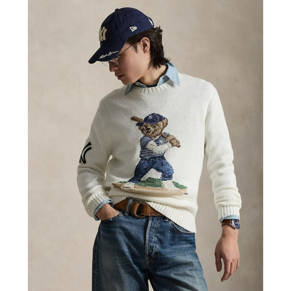 White Yankees Polo Ralph Lauren Bear Sweater