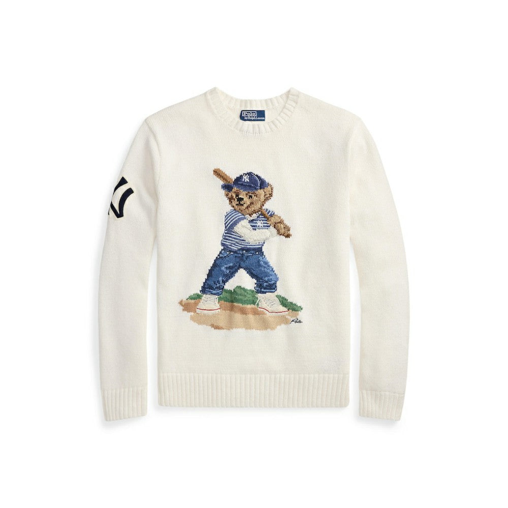 White Yankees Polo Ralph Lauren Bear Sweater