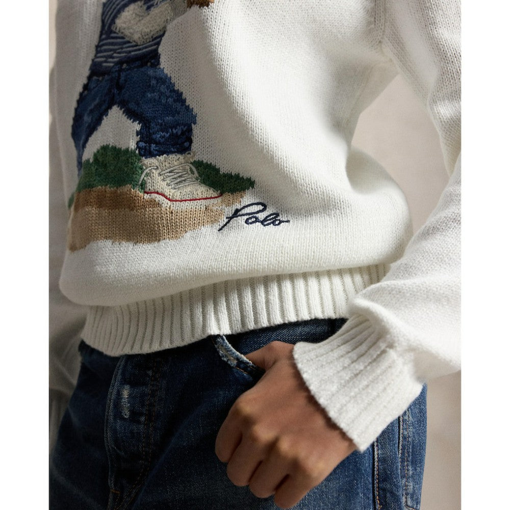 White Yankees Polo Ralph Lauren Bear Sweater
