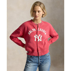 Red Yankees Polo Ralph Lauren Women's Seasonal Knit Full-Snap Cardigan