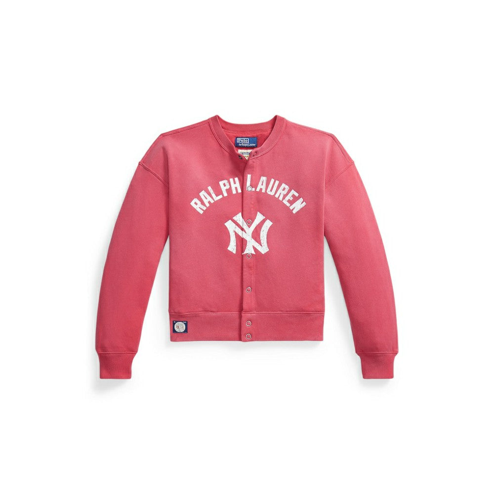 Red Yankees Polo Ralph Lauren Women's Seasonal Knit Full-Snap Cardigan