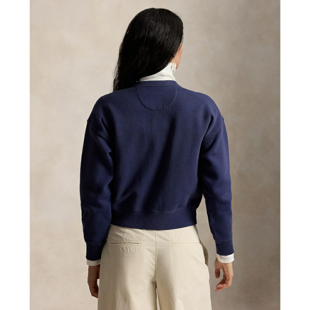 Navy Yankees Polo Ralph Lauren Women's Seasonal Knit Full-Snap Cardigan