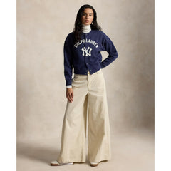 Navy Yankees Polo Ralph Lauren Women's Seasonal Knit Full-Snap Cardigan