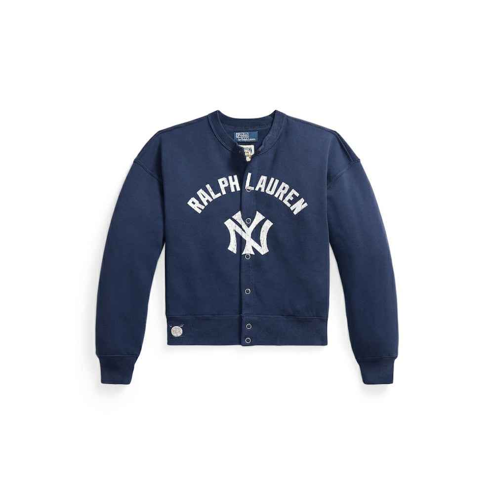 Navy Yankees Polo Ralph Lauren Women's Seasonal Knit Full-Snap Cardigan