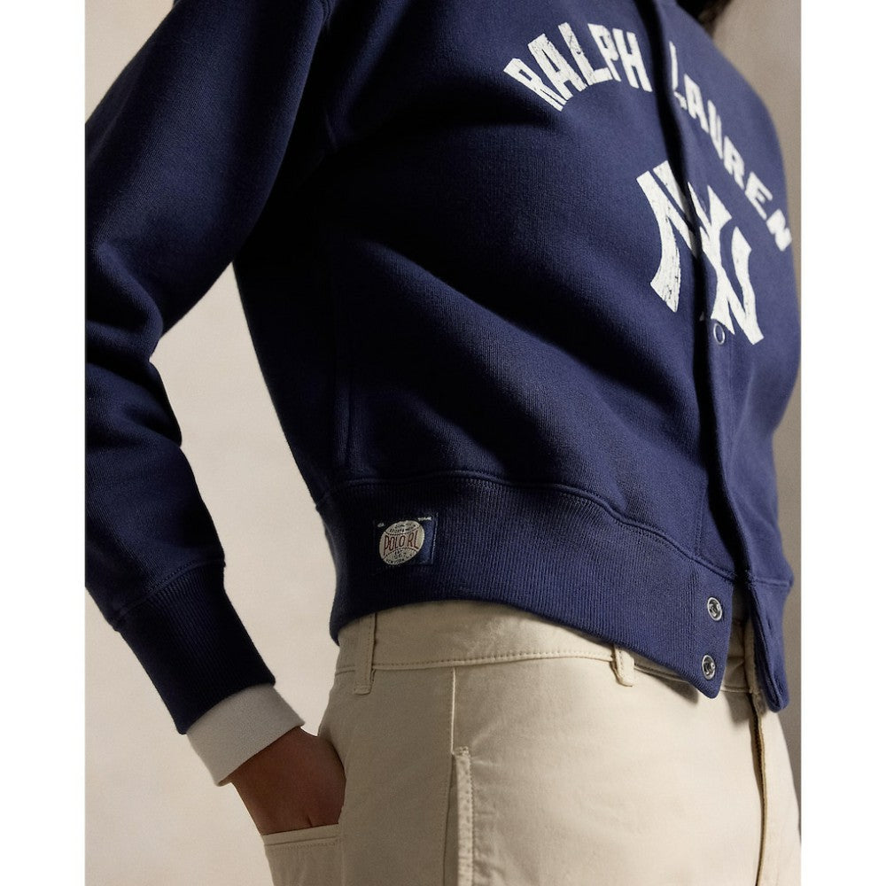 Navy Yankees Polo Ralph Lauren Women's Seasonal Knit Full-Snap Cardigan