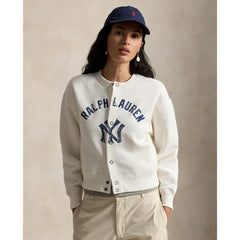 White Yankees Polo Ralph Lauren Women's Seasonal Knit Full-Snap Cardigan