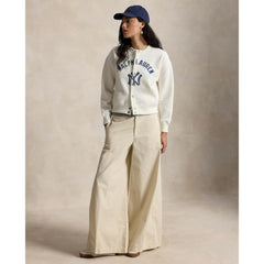 White Yankees Polo Ralph Lauren Women's Seasonal Knit Full-Snap Cardigan