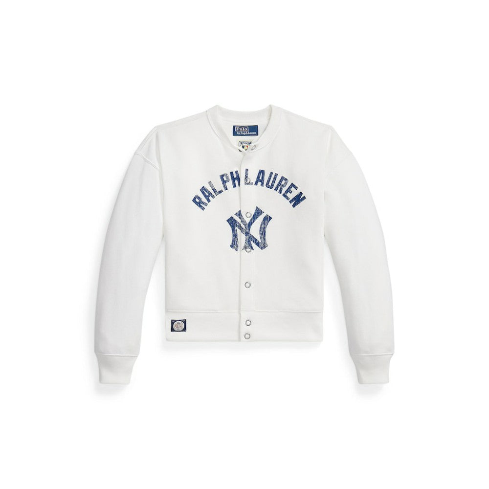 White Yankees Polo Ralph Lauren Women's Seasonal Knit Full-Snap Cardigan