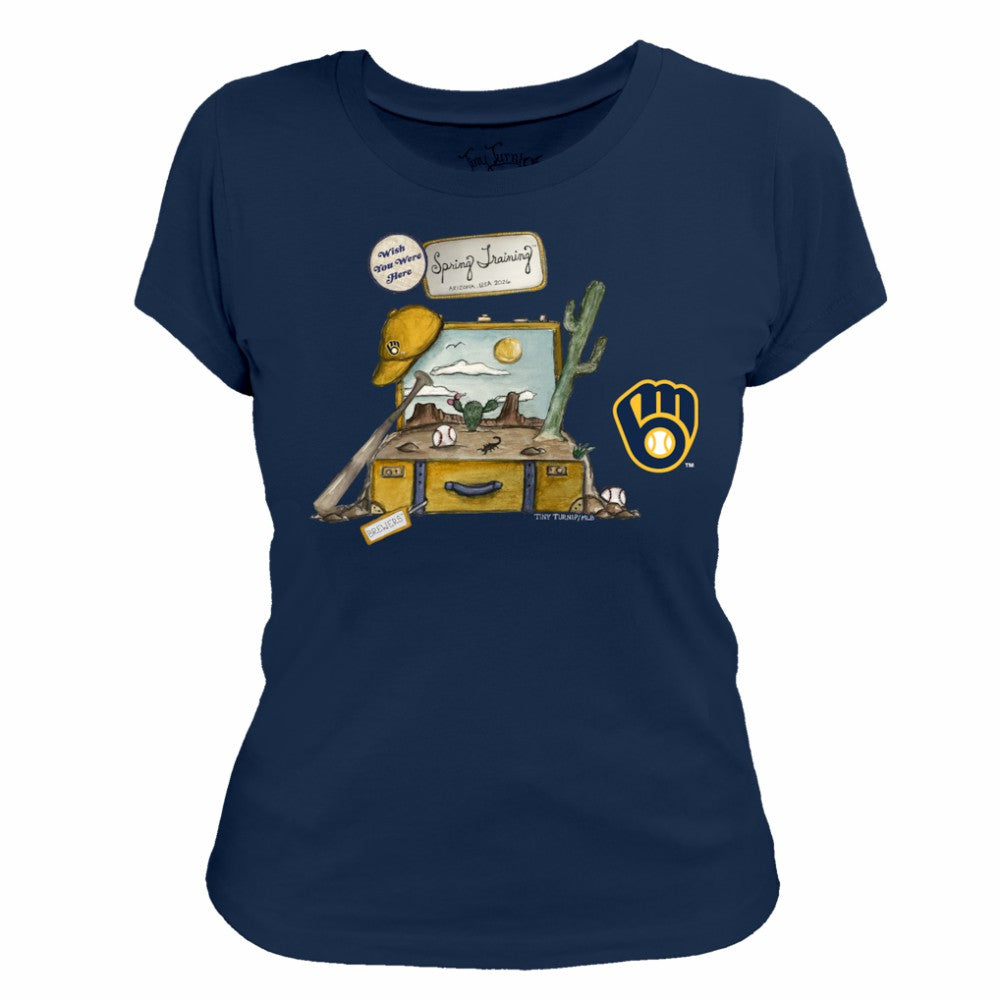 Navy Milwaukee Brewers Tiny Turnip Women's 2026 Spring Training T-Shirt