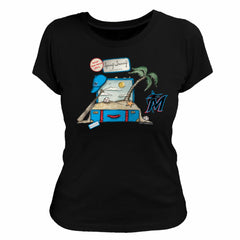 Black Miami Marlins Tiny Turnip Women's 2026 Spring Training T-Shirt