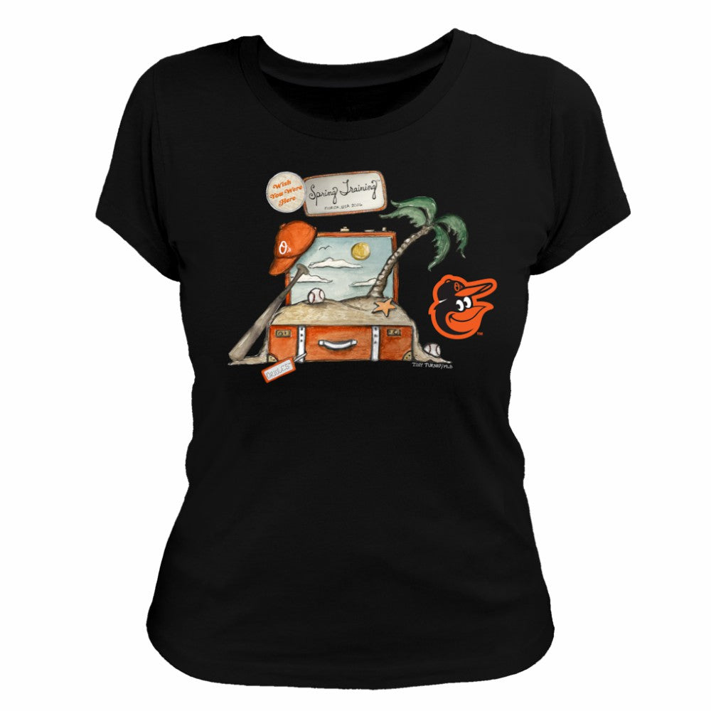 Black Baltimore Orioles Tiny Turnip Women's 2026 Spring Training T-Shirt