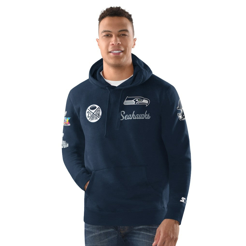 Starter Two-Time Super Bowl s Classic Fleece Hoodie - Seattle Seahawks Hoodies