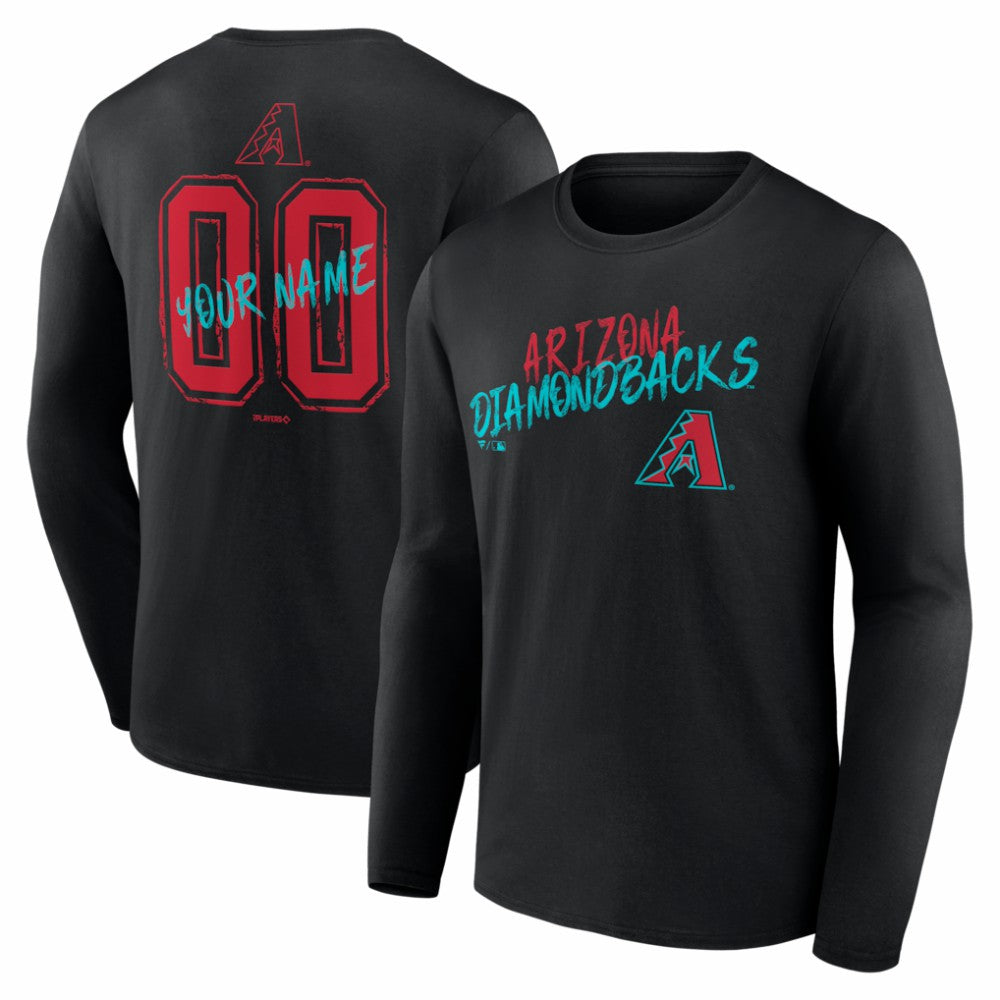 Black Arizona Diamondbacks  Hustle Personalized Name & Number Long Sleeve T-Shirt