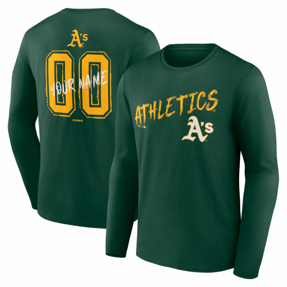 Green Athletics  Hustle Personalized Name & Number Long Sleeve T-Shirt