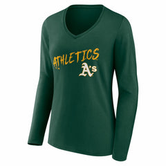 Green Athletics Women's Hustle Personalized Name & Number Long Sleeve V-Neck T-Shirt
