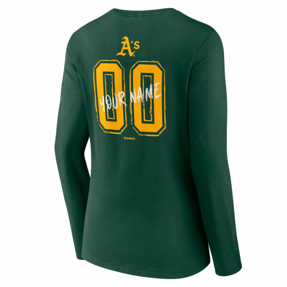 Green Athletics Women's Hustle Personalized Name & Number Long Sleeve V-Neck T-Shirt