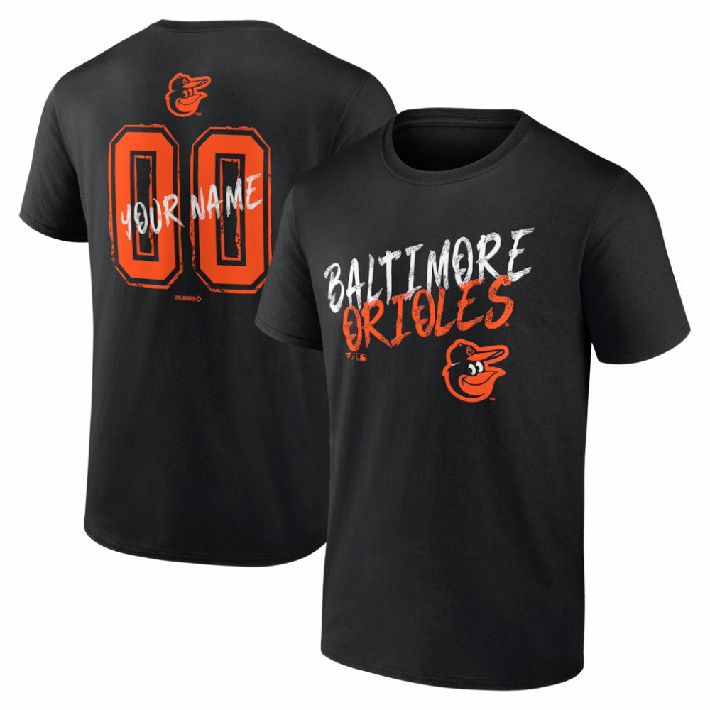 Black Baltimore Orioles  Hustle Personalized Name & Number T-Shirt