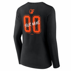 Black Baltimore Orioles Women's Hustle Personalized Name & Number Long Sleeve V-Neck T-Shirt